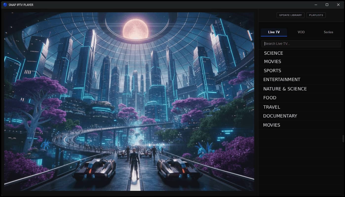 Snap IPTV Main Interface